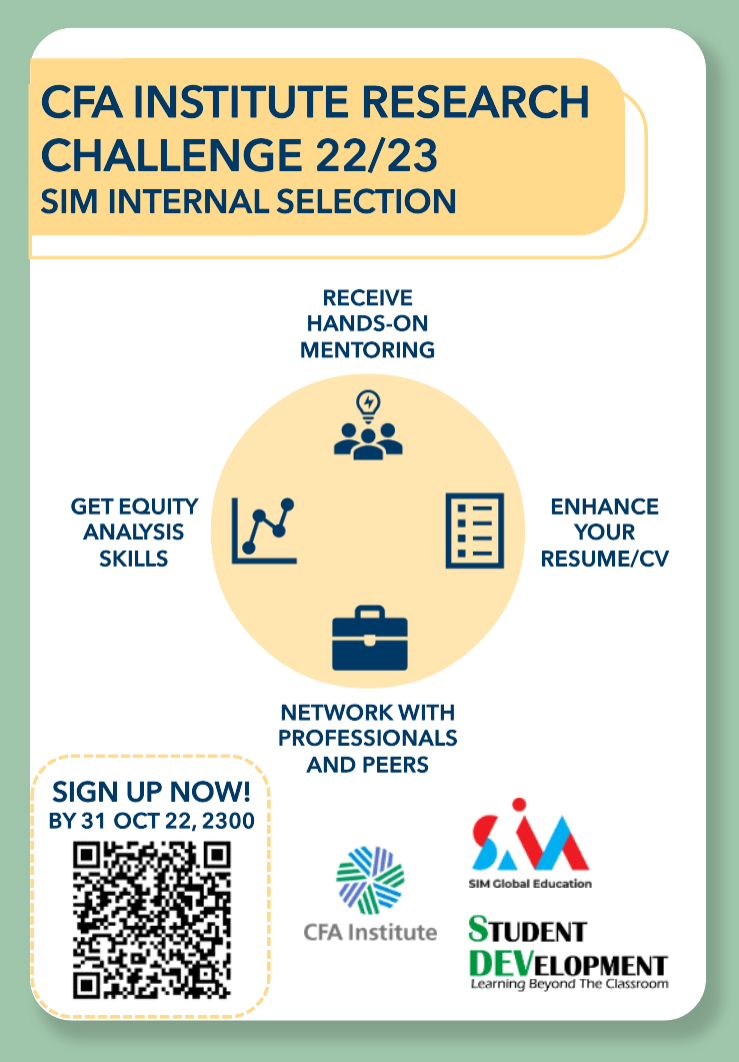 CFA Institute Research Challenge Singapore 22/23: Calling all aspiring charter-holder to join SIM Internal Selection